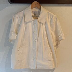 Sag Harbor Short Sleeve Cotton Stretch Jacket, Oyster White, Size L